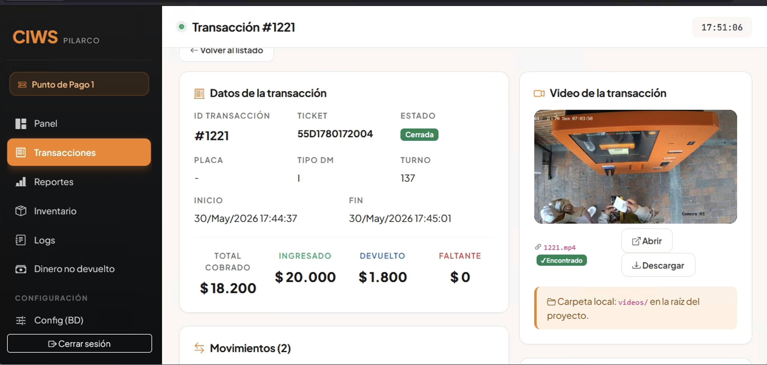 Detalle de transacción y facturación DIAN automática — CIWS Punto de Pago